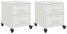 vidaXL Κομοδίνα 2 τεμ. Λευκό 36x39x43,5 εκ. από Χάλυβα