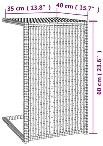 Τραπέζι Πτυσσόμενο Γ Μαύρο 40 x 35 x 60 εκ. από Συνθετικό Ρατάν - Μαύρο