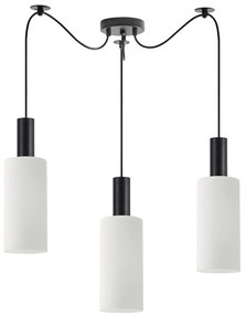 SE21-BL-4-BL3-GL3 ADEPT TUBE Black Pendant White Glass+