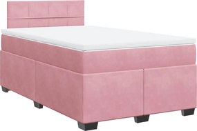 vidaXL Κρεβάτι Boxspring με Στρώμα Ροζ 120x190 εκ. Βελούδινο