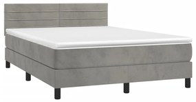 ΚΡΕΒΑΤΙ BOXSPRING ΜΕ ΣΤΡΩΜΑ ΑΝΟΙΧΤΟ ΓΚΡΙ 140X190 ΕΚ. ΒΕΛΟΥΔΙΝΟ 3141359