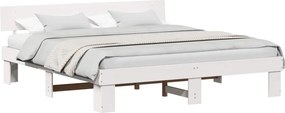 vidaXL Σκελετός Κρεβατιού Λευκό 200 x 200 cm Στερεά ξυλεία πεύκου