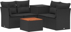 vidaXL Σετ Καναπέ 6 τμχ. Μαύρο 55 x 55 x 37 cm Πολυ-ρακί και Χάλυβας