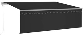vidaXL Τέντα Συρόμενη Αυτόματη με Σκίαστρο Ανθρακί 4 x 3 μ.
