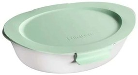 Πυρίμαχο Σκεύος Με Καπάκι Smart Cuisine Wavy V5945 32x20cm White-Green Luminarc Οπαλίνα