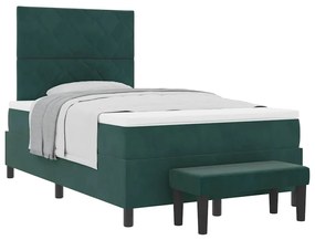 vidaXL Κρεβάτι με ελατήρια Σκούρο πράσινο 120 x 200 cm Βελούδο