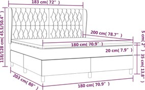 vidaXL Κρεβάτι Boxspring με Στρώμα Κρεμ 180x200 εκ. Υφασμάτινο
