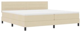 vidaXL Κρεβάτι με ελατήρια με στρώμα Κρεμ 200 x 200 cm ύφασμα
