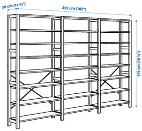 IVAR 3 μονάδες/ράφια, 259x30x179 cm 694.039.47