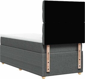 vidaXL Κρεβάτι Boxspring με Στρώμα Σκούρο Γκρι 90x190 εκ. Υφασμάτινο