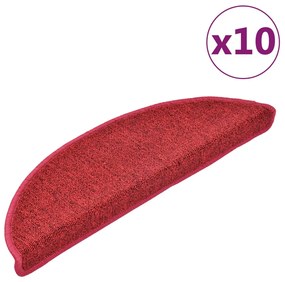 vidaXL Πατάκια Σκαλιών 10 τεμ. Μπορντό Ημίκυκλα 56x17x3 εκ.