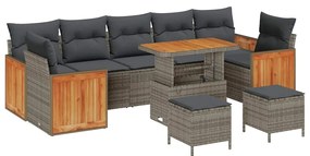 vidaXL Σετ Καναπέ Κήπου με μαξιλάρι 10 pcs Γκρι 90 x 55 x 71 cm