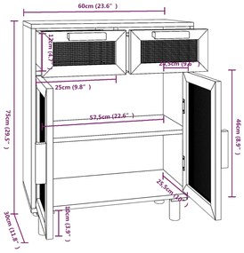 ΝΤΟΥΛΑΠΙ ΛΕΥΚΟ 60 X 30 X 75 ΕΚ. ΜΑΣΙΦ ΠΕΥΚΟ &amp; ΦΥΣΙΚΟ ΡΑΤΑΝ 345636