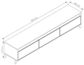 Ξύλινο Έπιπλο Τηλεόρασης AVA Artizan Oak - Antracite Μ183xΠ38xΥ43cm