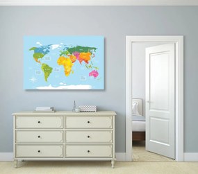 Εικόνα στο φελλό ενός εξαιρετικού παγκόσμιου χάρτη - 120x80  color mix