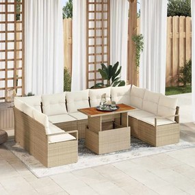 vidaXL Σετ Καναπέ Κήπου 10 pcs Μπεζ, Κρέμα 100 x 55 x 73 εκ