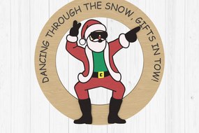 Σετ των 3 Intra απο ξύλο plywood 3mm-4mm πάχος Χριστουγεννιάτικο Στολίδι - Χορεύοντας Άγιο Βασίλη Δίασταση 8x8 cm INTRAFABR-108160974