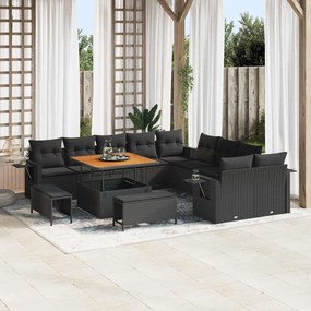 vidaXL Σετ Καναπέ Κήπου 13 pcs Μαύρο συνθετικό ρατάν