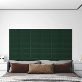 Πάνελ Τοίχου 12 τεμ. Σκ. Πράσινο 30 x 15 εκ. 0,54 μ² Υφασμάτινα - Πράσινο