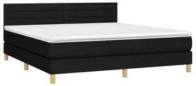 vidaXL Κρεβάτι Boxspring με Στρώμα & LED Μαύρο 180x200 εκ. Υφασμάτινο