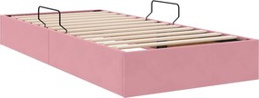 vidaXL Κρεβάτι Οθωμανικού Τύπου Ροζ 90 x 190 cm Βελούδο