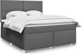 vidaXL Κρεβάτι Boxspring με Στρώμα Σκούρο Γκρι 180x200 εκ Υφασμάτιν