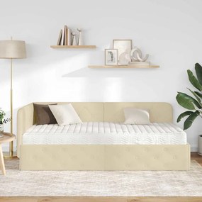 vidaXL Κρεβάτι Γωνίας Κρεμ 90 x 200 cm ύφασμα