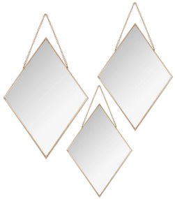 Διακοσμητικοί Καθρέφτες Τοίχου (Σετ 3τμχ) A-S Diamond Gold 158119A