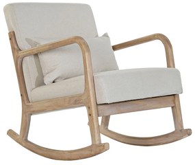 Κουνιστή Καρέκλα DKD Home Decor Μπεζ Φυσικό λινό ξύλο καουτσούκ 66 x 85 x 81 cm