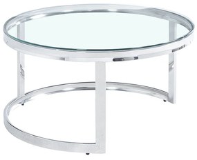 LOUXOR COFFEE TABLE ΑΣΗΜΙ ΔΙΑΦΑΝΟ D80xH43 - 04-0534 - 04-0534