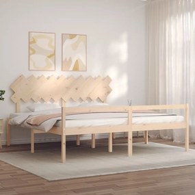 Κρεβάτι Ηλικιωμένου με Κεφαλάρι 200 x 200 εκ. από Μασίφ Ξύλο - Καφέ