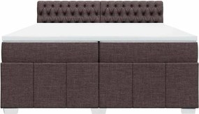 vidaXL Κρεβάτι Boxspring με Στρώμα Σκούρο Καφέ 200x200 εκ. Υφασμάτινο