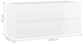 vidaXL Ντουλάπι Νιπτήρα Γυαλιστερό Λευκό 100x38,5x45εκ. από Επεξ. Ξύλο