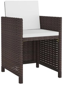 vidaXL Σετ Τραπεζαρίας Εξ. Χώρου 11 τεμ. Καφέ Συνθ. Ρατάν με Μαξιλάρια