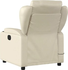 vidaXL Πολυθρόνα Μασάζ Ανακλινόμενη Κρεμ από Συνθετικό Δέρμα