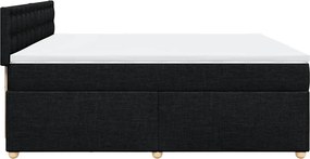 vidaXL Κρεβάτι Boxspring με Στρώμα Μαύρο 200x200 εκ. Υφασμάτινο