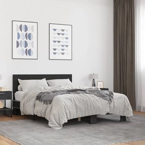 vidaXL Πλαίσιο Κρεβατιού Μαύρο 135x190 εκ. Επεξ. Ξύλο &amp; Μέταλλο