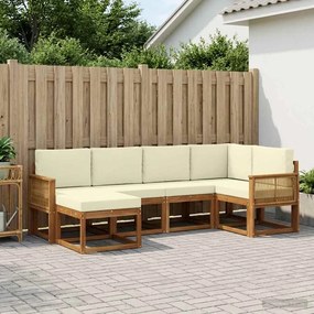 vidaXL Σειρά Καναπέ Εξωτερικού 6 pcs Φυσικό και Κρέμα Πολυεστέρας