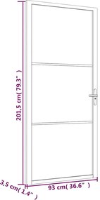 vidaXL Γυάλινη πόρτα 93 x 201,5 cm Αλουμίνιο Λευκό και Διαφανές