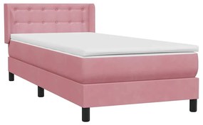 Box Spring κρεβάτι με στρώμα ροζ 100x220 cm Βελούδινο - Ροζ