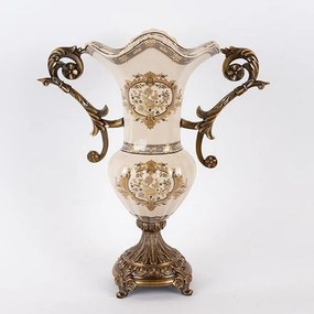 Βάζο Πορσελάνινο 752-21030 36x16x43cm White-Gold Estheti Home Πορσελάνη