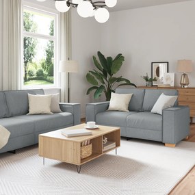 vidaXL Σετ Καναπέ 3 Τεμαχίων με Μαξιλάρια Ανοιχτό Γκρι Υφασμάτινο