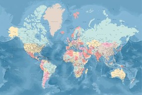 Χάρτης Light blue and pastels detailed world map, Blursbyai