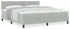vidaXL Κρεβάτι Box Spring με Στρώμα  σε Ανοιχτό Γκρι Super King Βελούδο