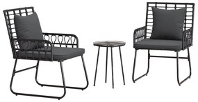 vidaXL Σέτ φαγητού για κήπο 3 pcs Μαύρο, Ανθρακί 35 x 35 x 45 εκ