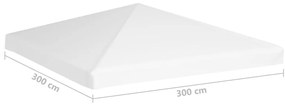 vidaXL Κάλυμμα για Κιόσκι Λευκό 3 x 3 μ. 270 γρ./μ²