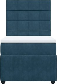 vidaXL Κρεβάτι Boxspring με Στρώμα Μπλε 80 x 200 εκ. Βελούδινο