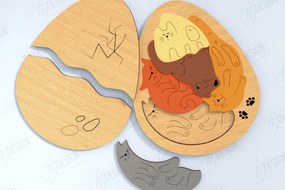 Σετ των 2 Intra απο ξύλο plywood 3mm-4mm πάχος - Αυγό Ξύλινο Παζλ Κοπή Laser | Μοντεσσόρι Δίασταση 15x15 cm INTRAFABR-120135063