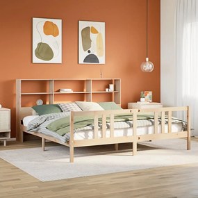 vidaXL Κρεβάτι Βιβλιοθήκη Χωρίς Στρώμα 180x200 εκ Μασίφ Ξύλο Πεύκου