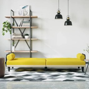 Καναπές Κρεβάτι με Μπράτσα Ανοιχτό Κίτρινο Υφασμάτινος - Κίτρινο